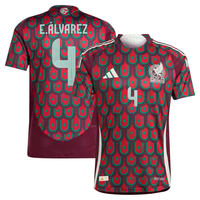 England Footbalkits Edson Alvarez Mexico National Team adidas 2024 Home Authentic Player Jersey – Burgundy – Official World Cup Football Kits