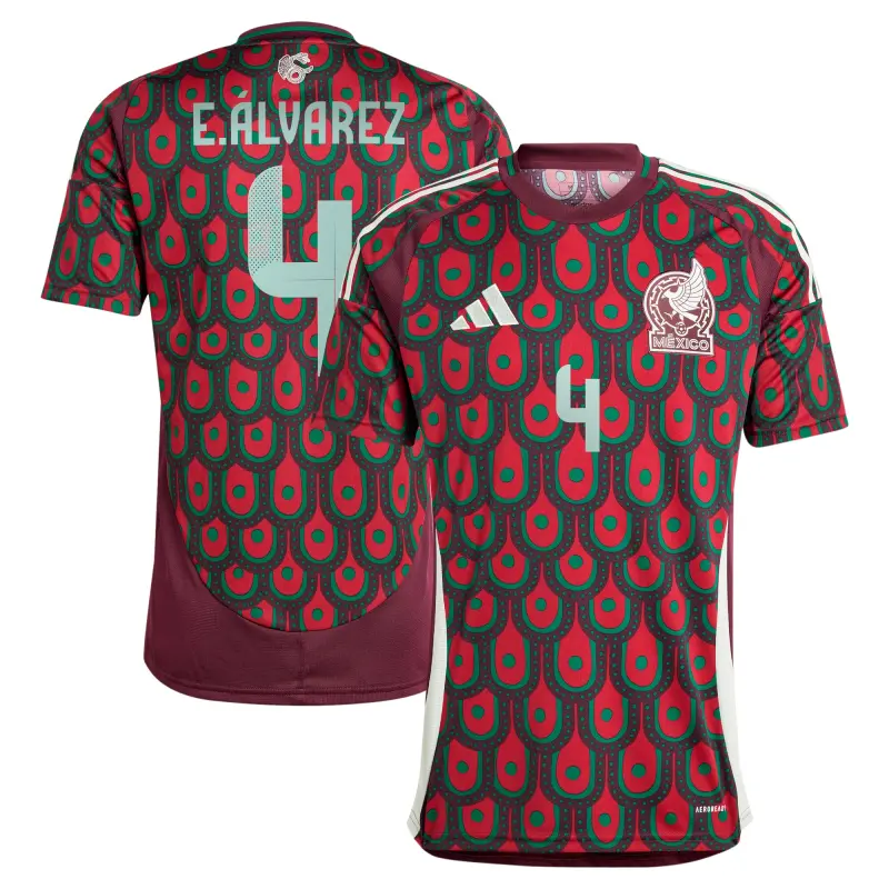 England Footbalkits Edson Alvarez Mexico National Team adidas 2024 Home Replica Player Jersey – Burgundy – Official World Cup Football Kits