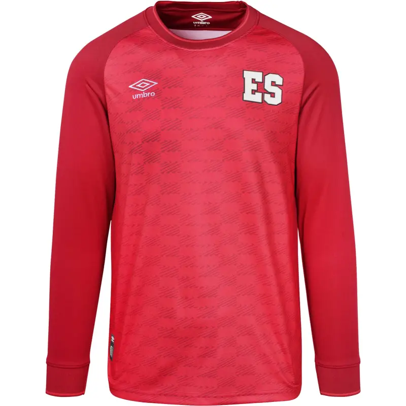 England Footbalkits El Salvador National Team Umbro 2023 Replica Long Sleeve Jersey – Red – Official World Cup Football Kits