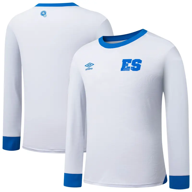 England Footbalkits El Salvador National Team Umbro 2025 Away Replica Long Sleeve Jersey – White – Official World Cup Football Kits