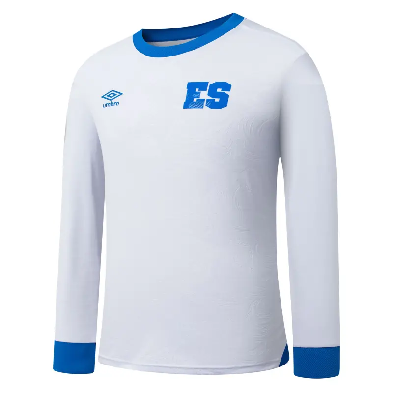 England Footbalkits El Salvador National Team Umbro 2025 Away Replica Long Sleeve Jersey – White – Official World Cup Football Kits