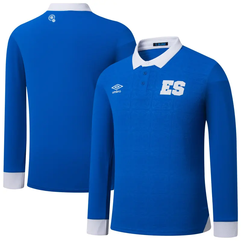 England Footbalkits El Salvador National Team Umbro 2025 Home Replica Long Sleeve Jersey – Blue – Official World Cup Football Kits