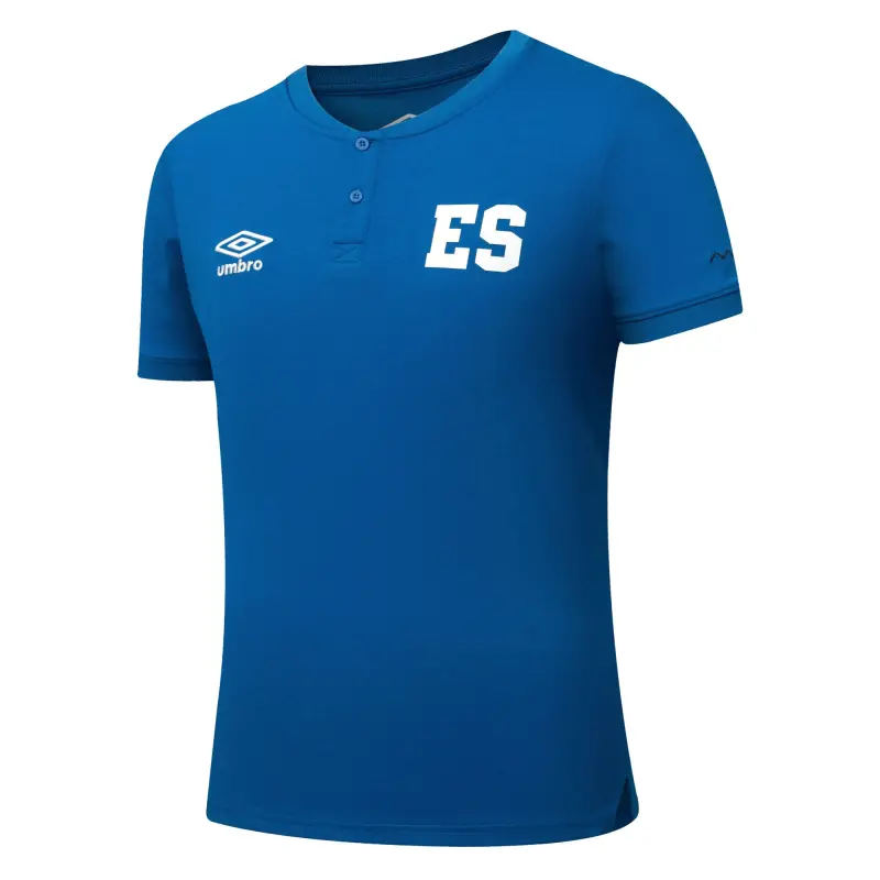 England Footbalkits El Salvador National Team Umbro Crew Neck Polo – Blue – Official World Cup Football Kits