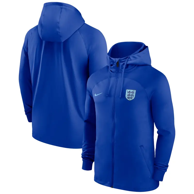 England Footbalkits England National Team Nike Strike Raglan Hoodie Full-Zip Track Jacket – Blue – Official World Cup Football Kits
