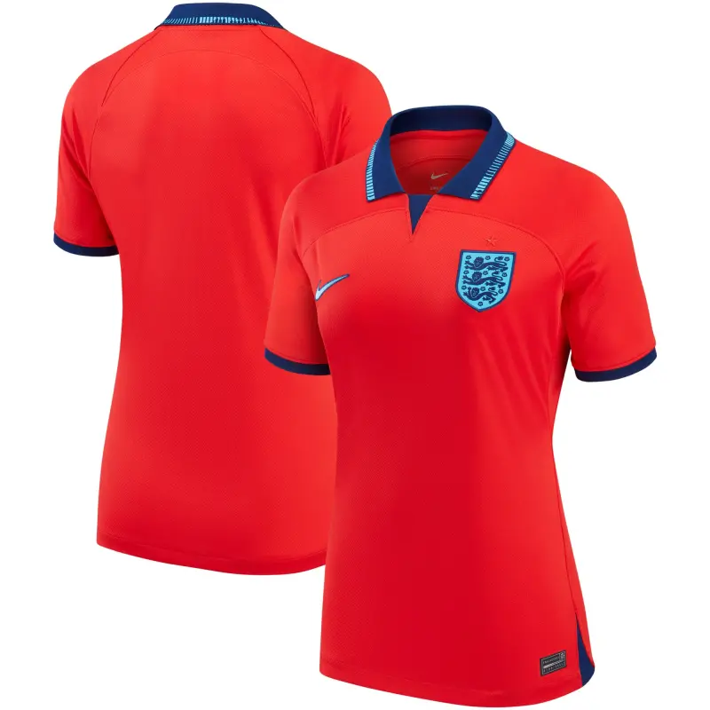 England Footbalkits England National Team Nike Women’s 2022/23 Away Breathe Stadium Replica Blank Jersey – Red – Official World Cup Football Kits