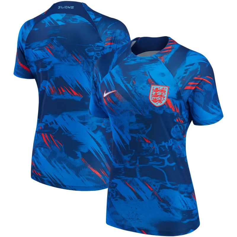 England Footbalkits England National Team Nike Women’s 2022 Pre-Match Top Blue – Official World Cup Football Kits