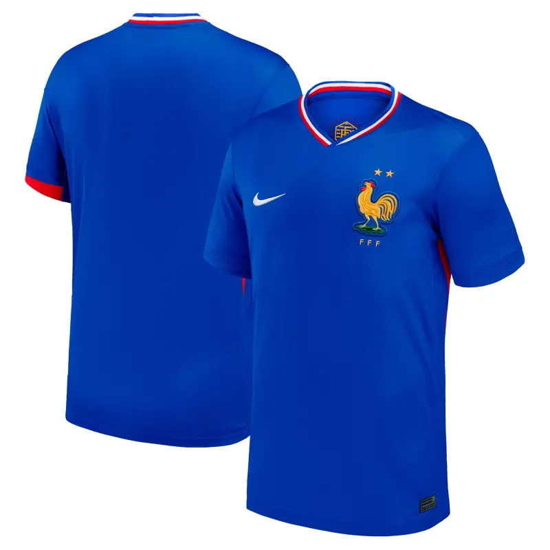 England Footbalkits France National Team Nike 2024 Home Replica Blank Jersey – Blue – Official World Cup Football Kits