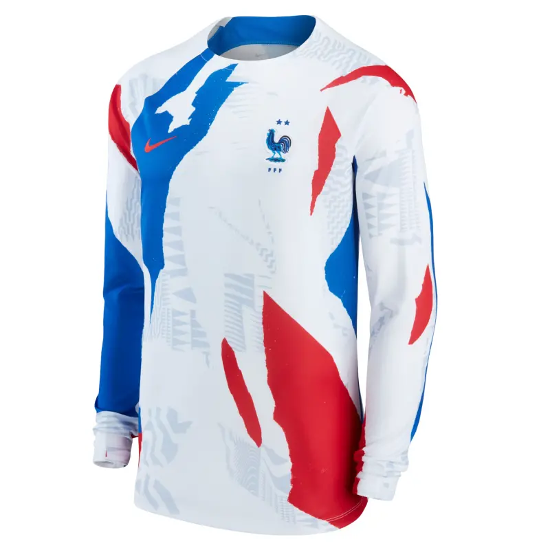 England Footbalkits France National Team Nike Pre-Match Long Sleeve Top – White – Official World Cup Football Kits