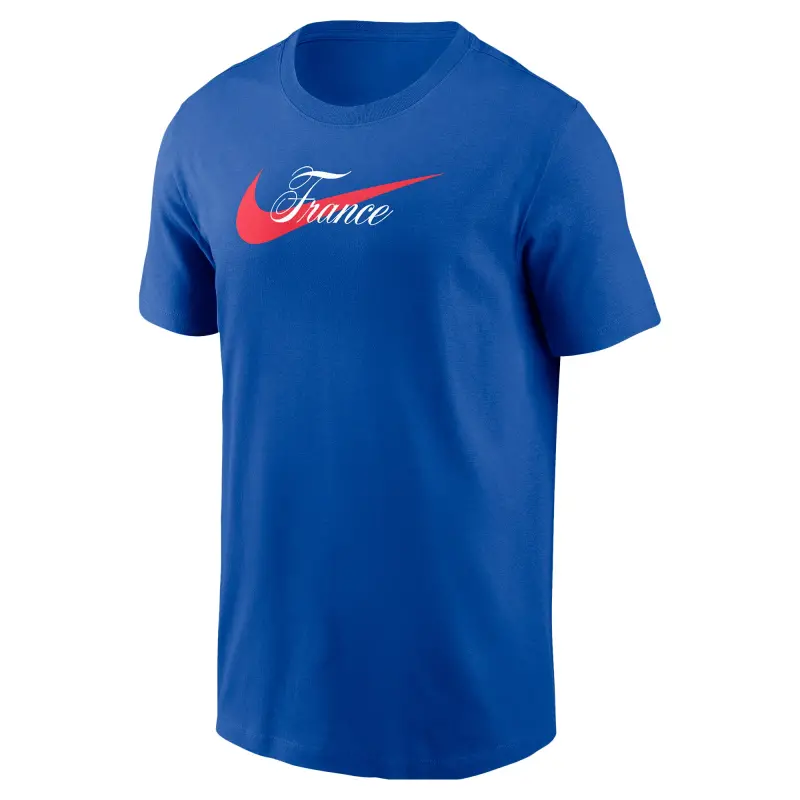 England Footbalkits France National Team Nike Team Wordmark Swoosh Core T-Shirt – Royal – Official World Cup Football Kits