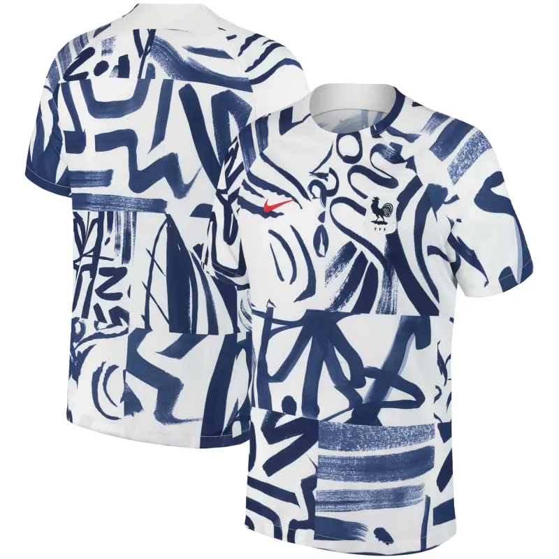 England Footbalkits France Women’s National Team Nike 2023 Academy Pro Pre-Match Top – White – Official World Cup Football Kits