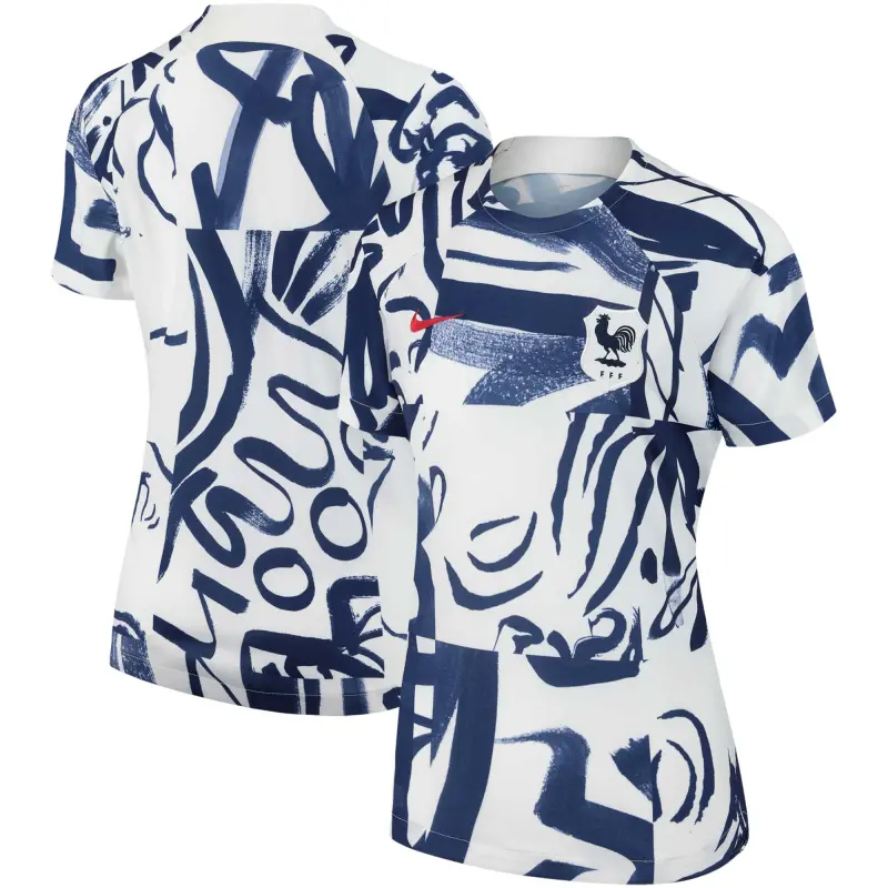 England Footbalkits France Women’s National Team Nike Women’s 2023 Pre-Match Top – White – Official World Cup Football Kits