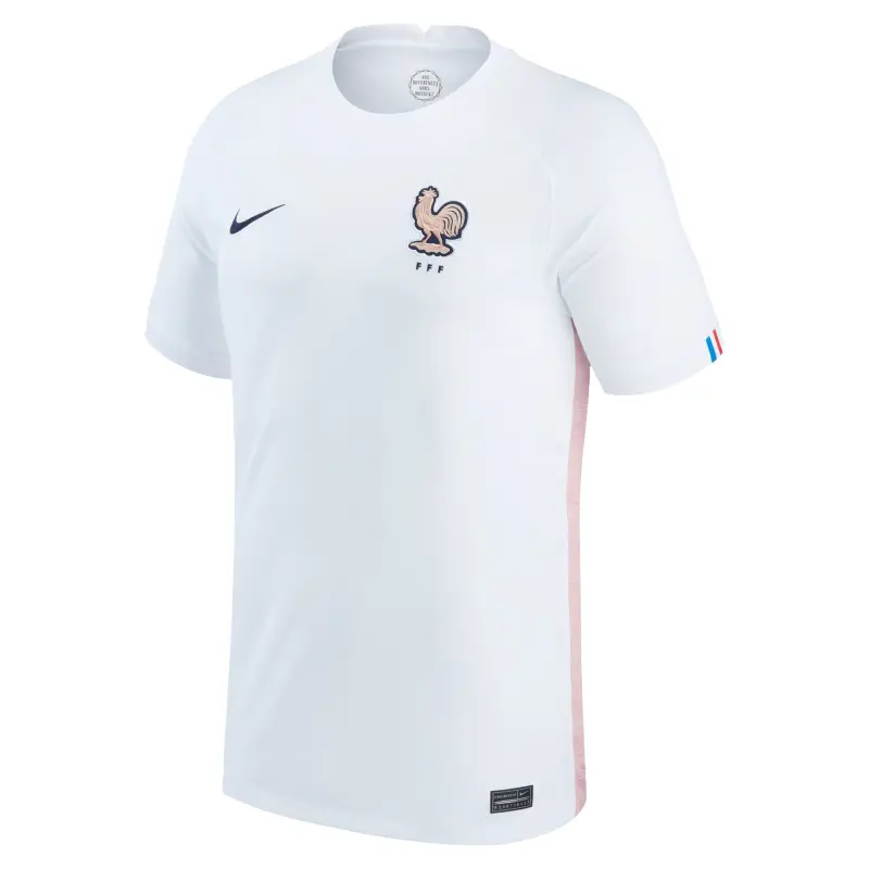 England Footbalkits France Women’s National Team Nike Youth 2022/23 Away Replica Blank Jersey – White – Official World Cup Football Kits