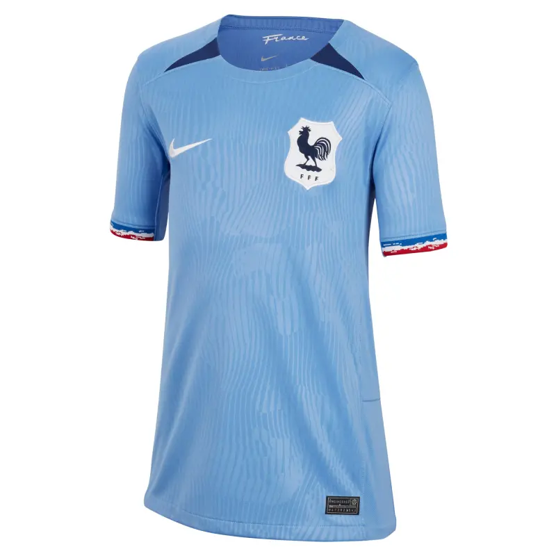 England Footbalkits France Women’s National Team Nike Youth 2023 Home Stadium Replica Jersey – Blue – Official World Cup Football Kits