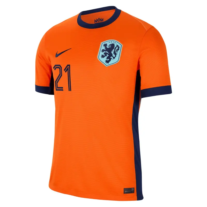 England Footbalkits Frenkie de Jong Netherlands National Team Nike 2024 Home Replica Jersey – Orange – Official World Cup Football Kits