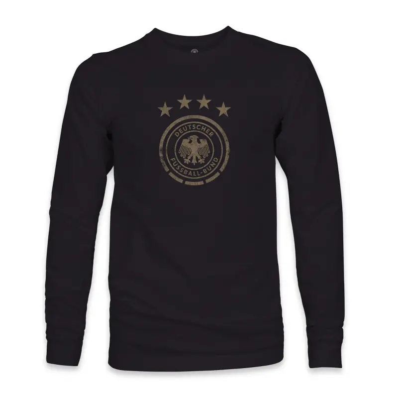 England Footbalkits Germany National Team 1863FC Mono Badge Long Sleeve T-Shirt – Black – Official World Cup Football Kits