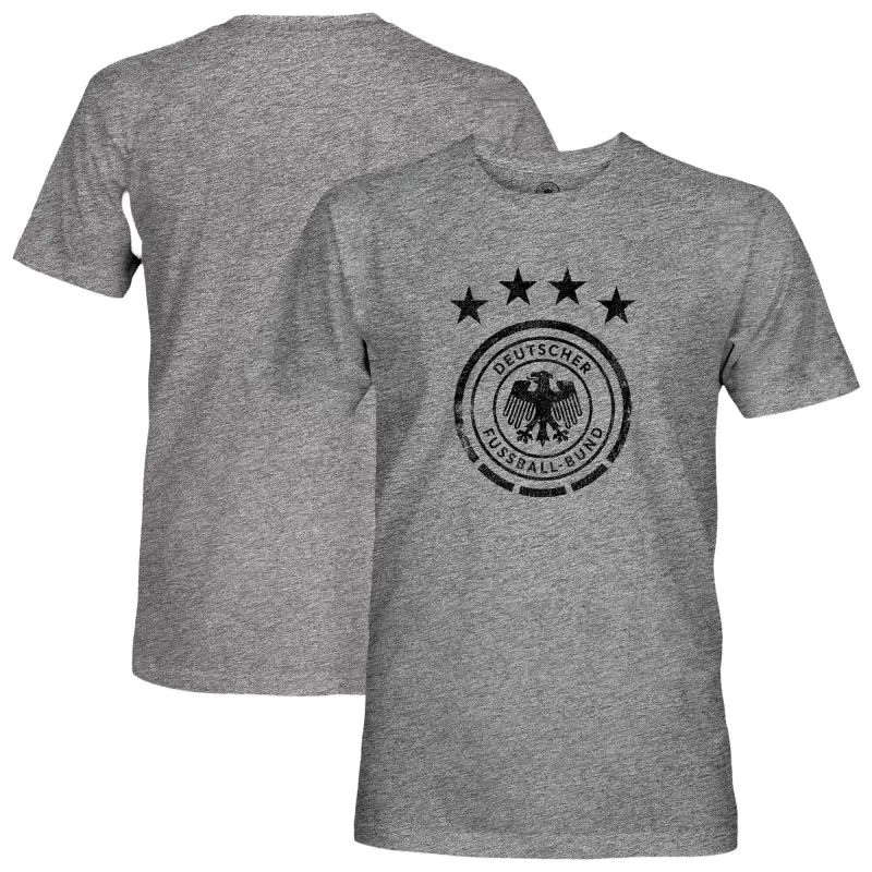 England Footbalkits Germany National Team 1863FC Mono Badge Vintage Tri-Blend T-Shirt – Heather Gray – Official World Cup Football Kits