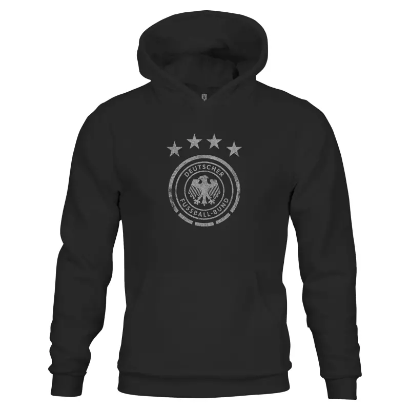 England Footbalkits Germany National Team 1863FC Youth Mono Badge Fleece Pullover Hoodie – Black – Official World Cup Football Kits