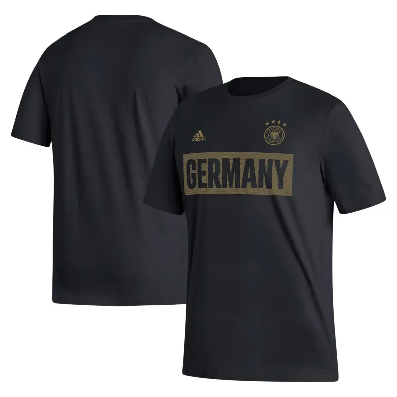 England Footbalkits Germany National Team adidas Culture Bar T-Shirt – Black – Official World Cup Football Kits