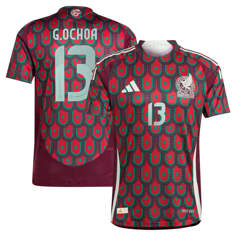 England Footbalkits Guillermo Ochoa Mexico National Team adidas 2024 Home Authentic Player Jersey – Burgundy – Official World Cup Football Kits