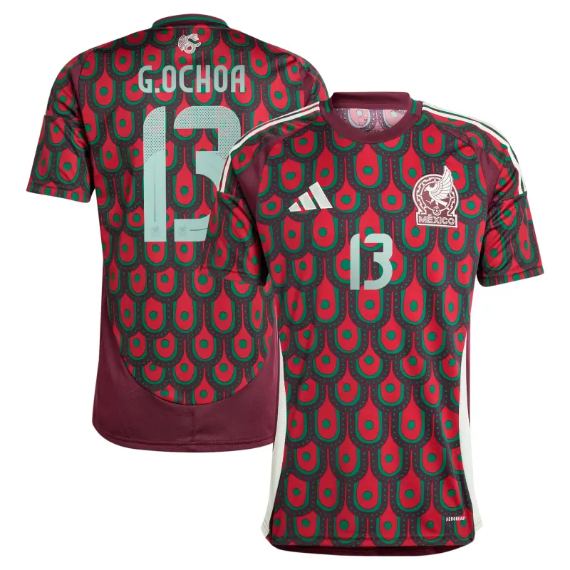 England Footbalkits Guillermo Ochoa Mexico National Team adidas 2024 Home Replica Player Jersey – Burgundy – Official World Cup Football Kits