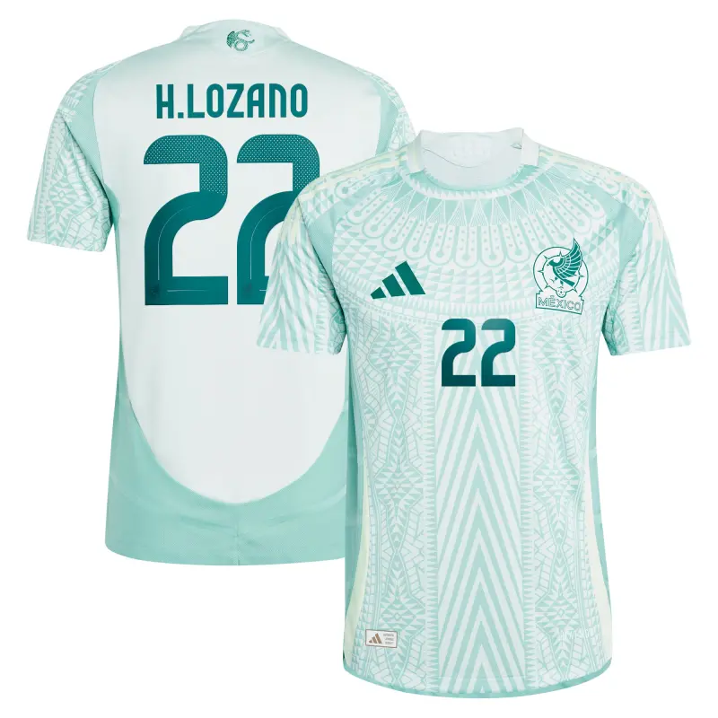 England Footbalkits Hirving Lozano Mexico National Team adidas 2024 Away Authentic Player Jersey – Green – Official World Cup Football Kits