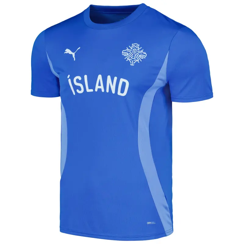England Footbalkits Iceland National Team Puma 2024 Pre-Match Jersey – Blue – Official World Cup Football Kits