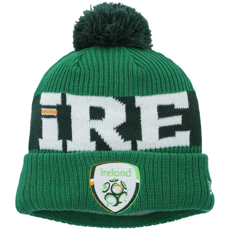 England Footbalkits Ireland National Team New Era Essential Bob Cuffed Knit Hat – Green – Official World Cup Football Kits