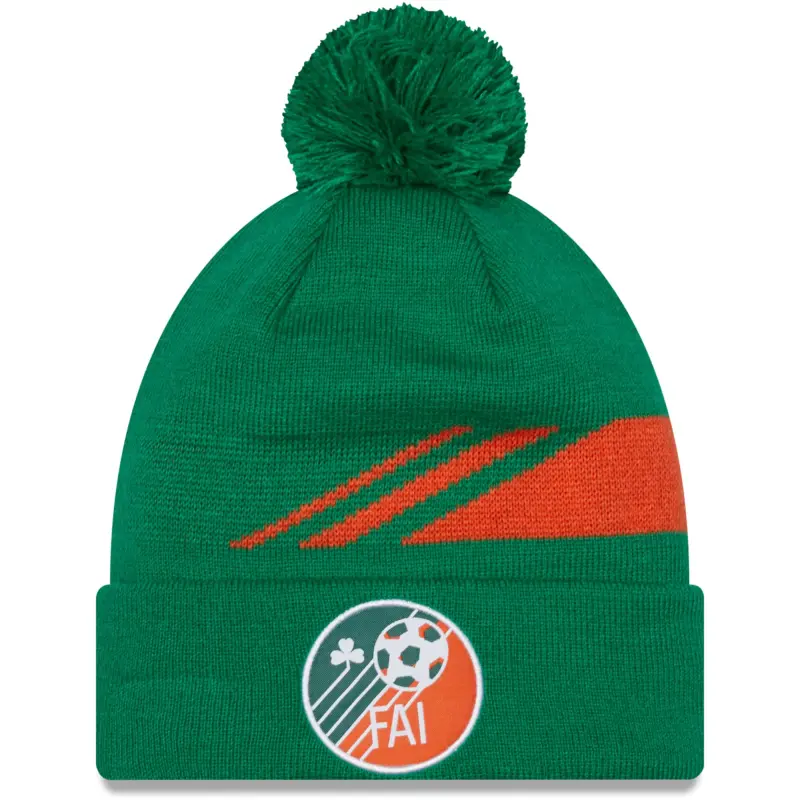 England Footbalkits Ireland National Team New Era Sport Cuffed Knit Hat with Pom – Green – Official World Cup Football Kits