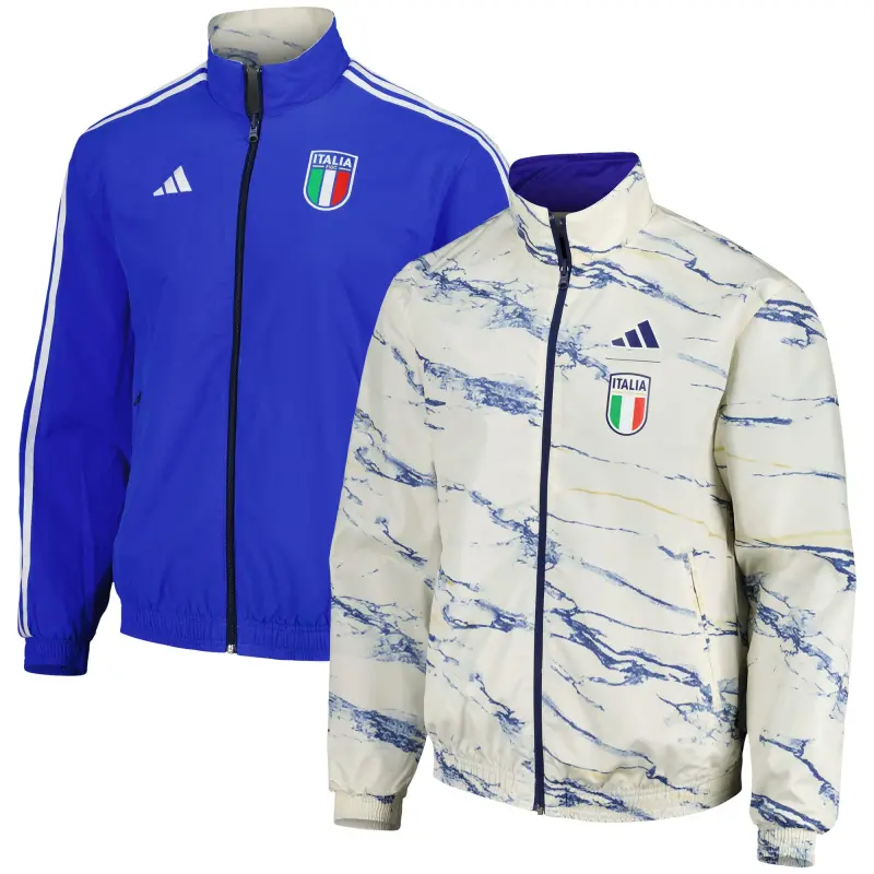 England Footbalkits Italy National Team adidas Team Logo Anthem Reversible Full-Zip Jacket – White – Official World Cup Football Kits