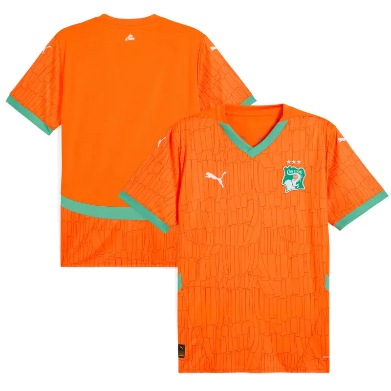 England Footbalkits Ivory Coast National Team Puma 2025 Home Replica Jersey – Orange – Official World Cup Football Kits