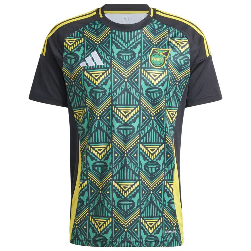 England Footbalkits Jamaica National Team adidas 2024 Away Replica Jersey – Black – Official World Cup Football Kits