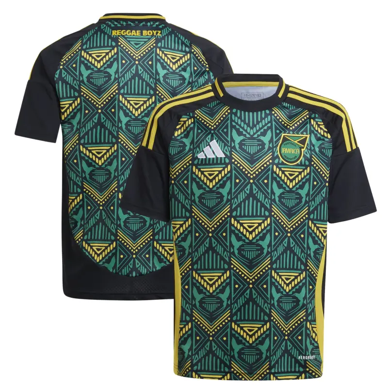 England Footbalkits Jamaica National Team adidas Youth 2024 Away Replica Jersey – Black – Official World Cup Football Kits