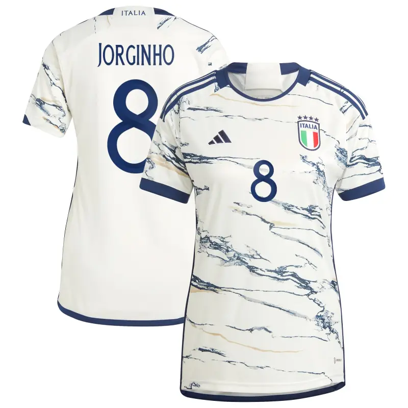 England Footbalkits Jorginho Italy National Team adidas Women’s 2023 Away Replica Jersey – White – Official World Cup Football Kits