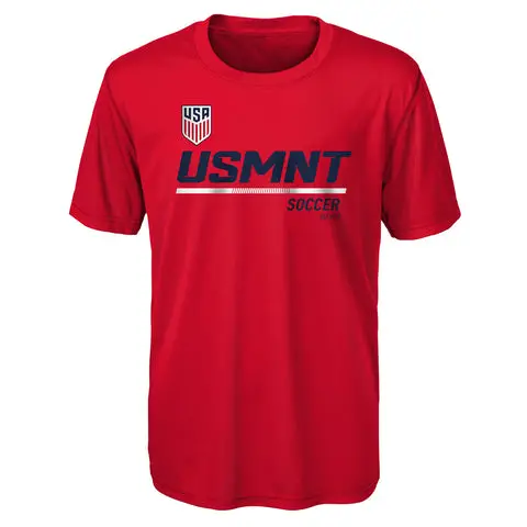 England Footbalkits Junior Outerstuff US MNT Engage Poly Red Tee – Official World Cup Football Kits
