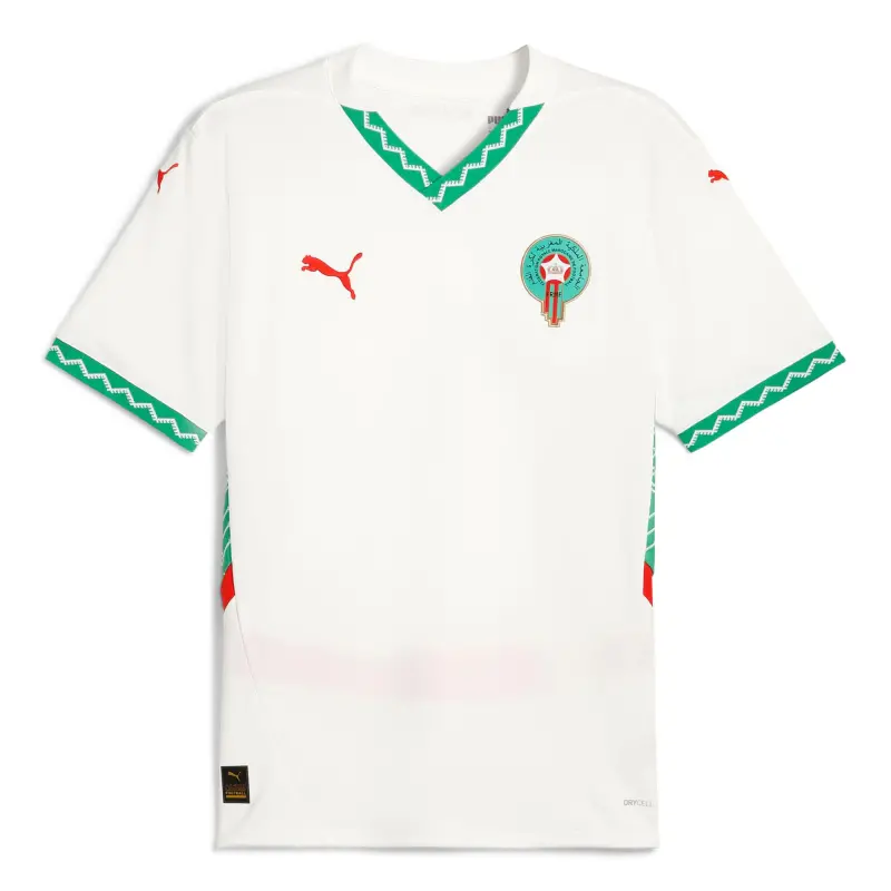 England Footbalkits Morocco National Team Puma 2025 Away Replica Jersey – White – Official World Cup Football Kits