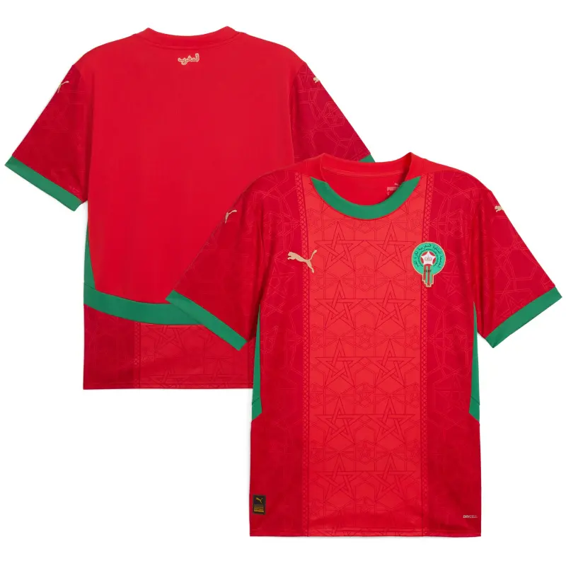 England Footbalkits Morocco National Team Puma 2025 Home Replica Jersey – Red – Official World Cup Football Kits