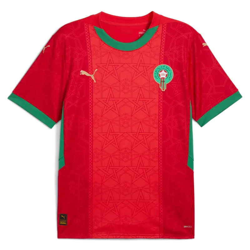 England Footbalkits Morocco National Team Puma 2025 Home Replica Jersey – Red – Official World Cup Football Kits