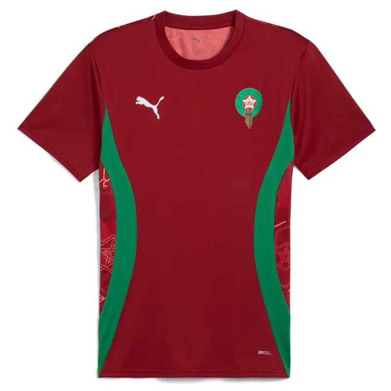 England Footbalkits Morocco National Team Puma 2025 Pre-Match Jersey – Red – Official World Cup Football Kits