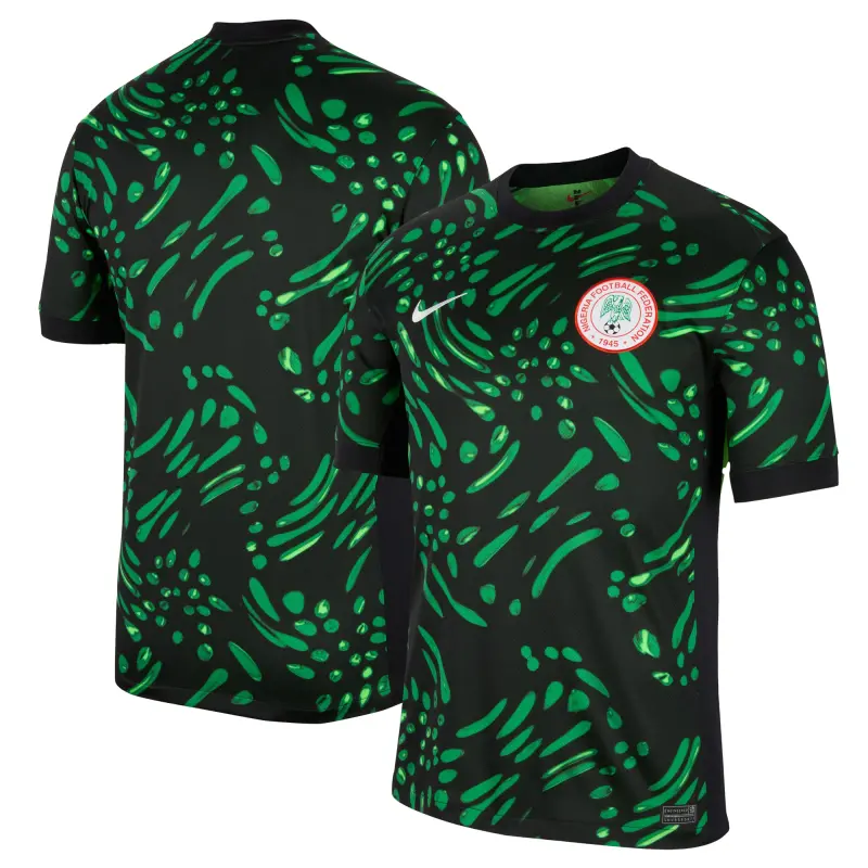 England Footbalkits Nigeria National Team Nike 2024 Away Replica Jersey – Black – Official World Cup Football Kits