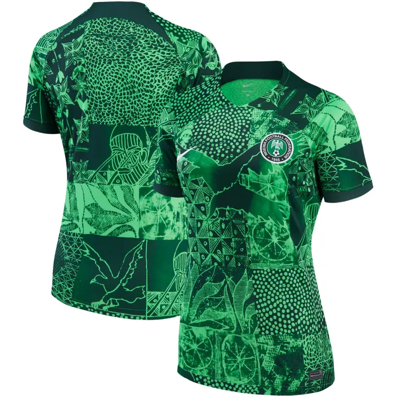 England Footbalkits Nigeria National Team Nike Women’s 2022/23 Home Breathe Stadium Replica Blank Jersey – Green – Official World Cup Football Kits
