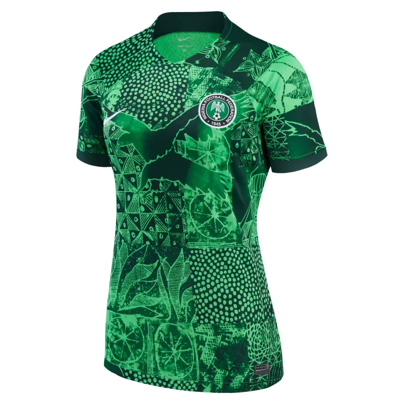 England Footbalkits Nigeria National Team Nike Women’s 2022/23 Home Breathe Stadium Replica Blank Jersey – Green – Official World Cup Football Kits