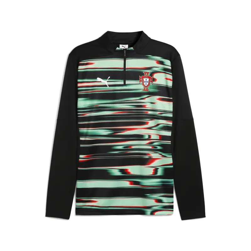 England Footbalkits Portugal National Team Puma 2025 Pre-Match Quarter-Zip Top – Black – Official World Cup Football Kits