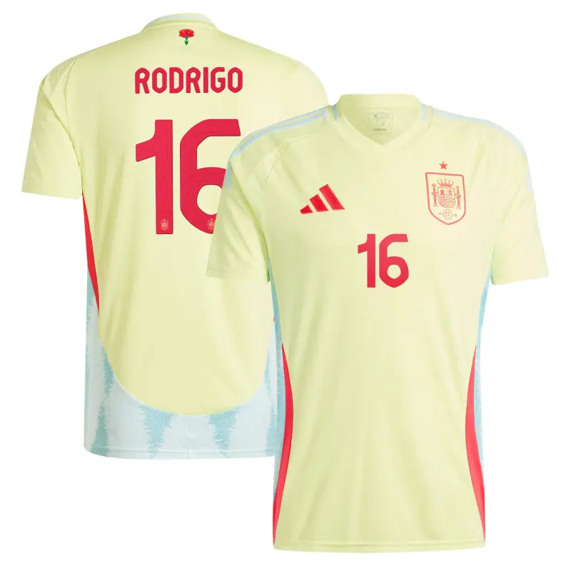England Footbalkits Rodrigo Spain National Team adidas 2024 Away Replica Jersey – Yellow – Official World Cup Football Kits