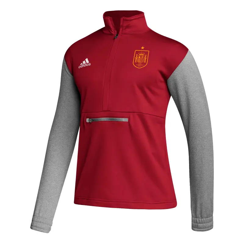 England Footbalkits Spain National Team adidas Crest Long Sleeve Half-Zip Top – Red – Official World Cup Football Kits