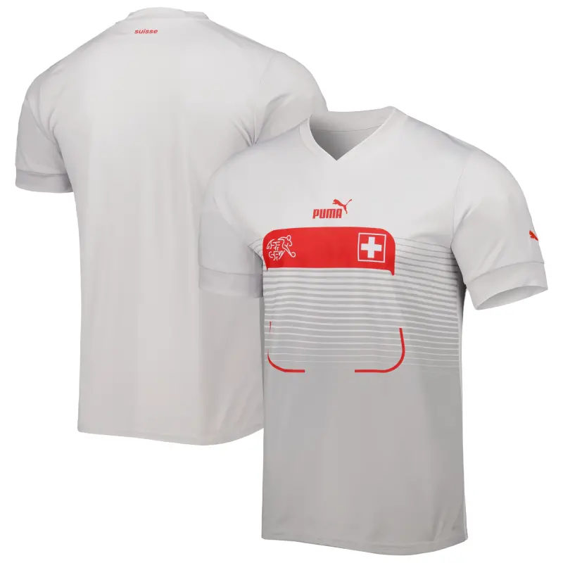 England Footbalkits Switzerland National Team Puma 2022/23 Away Replica Jersey – White – Official World Cup Football Kits