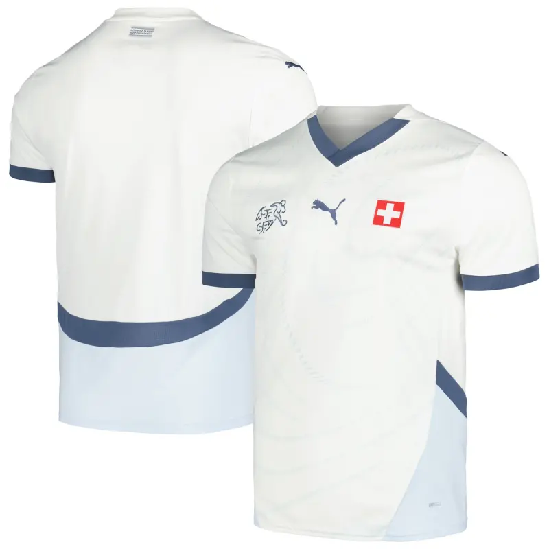 England Footbalkits Switzerland National Team Puma 2024 Away Replica Jersey – White – Official World Cup Football Kits