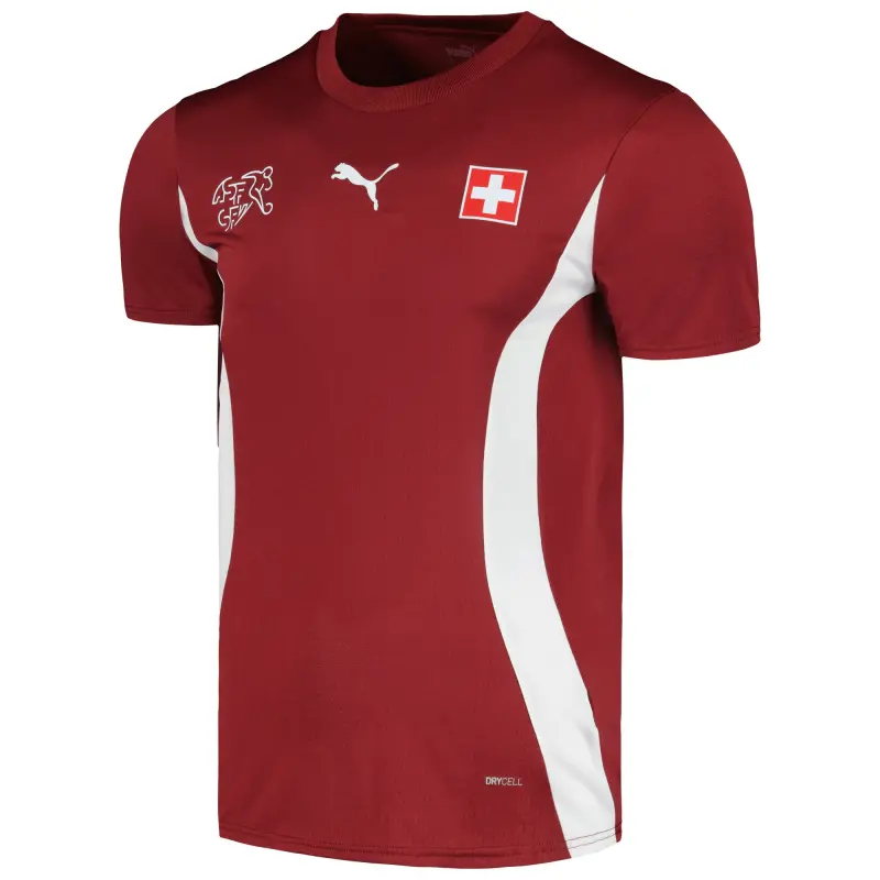 England Footbalkits Switzerland National Team Puma 2024 Pre-Match Jersey – Red – Official World Cup Football Kits