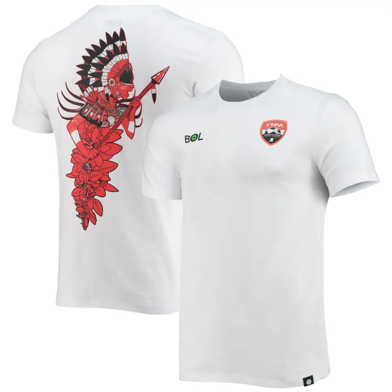 England Footbalkits Trinidad and Tobago National Team Trinbagonian Warrior T-Shirt – White – Official World Cup Football Kits